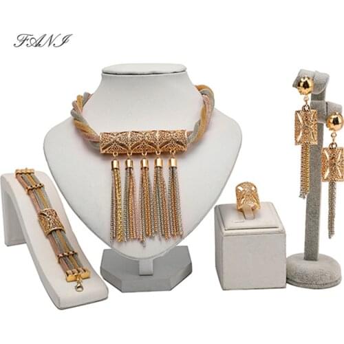 Fani 2020 Dubai Gold Colorful Bridal Jewelry Sets Wholesale Fashion Exquisite statement Woman costume Wedding Jewelry set
