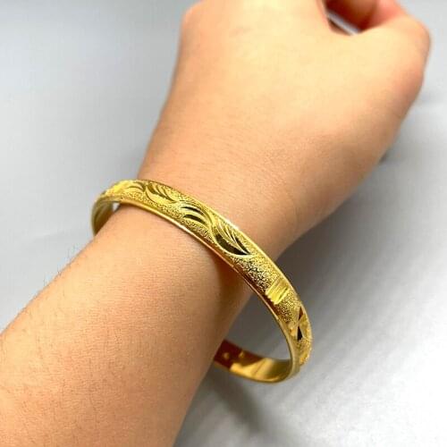 1Pcs Bangles Dubai Gold Color Bangles For women girl African bridal Wedding Jewelry gifts bracelet jewelley
