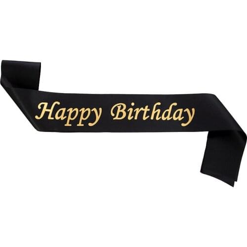 1 Pcs Happy Birthday Party Decoration Black Rose Gold White Pretty Satin Sash Decorate Happy Birthday Anniversary Party Supplies