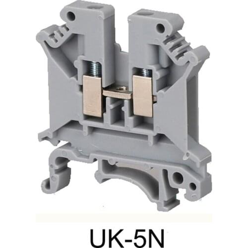 100PCS/lot UK-5N Din Rail Uneiversal Terminal Blocks Screw Rail Universal Class Terminal Blocks Lug Plate Wring Row