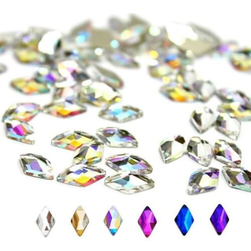 20pcs Nail Crystals Strass With Clear-Bag 10x6mm Rhombus Flat-back Jewelry Strass Non-Hotfix Rhinestone Nails Tips Art Accessory