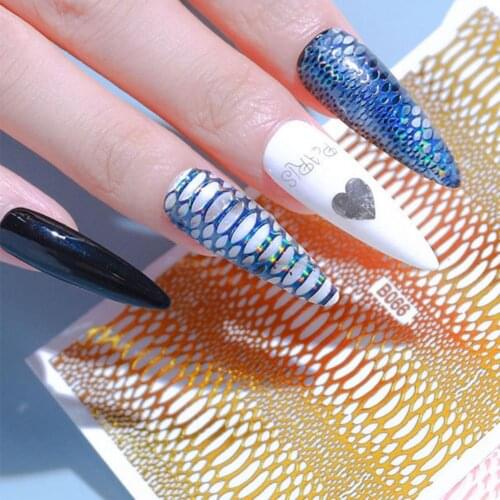 12Pcs/Bag Manicure Nail Decal Delicate Compact Safe Snake Pattern Hollow DIY Nail Art Transfer Stickers for Women