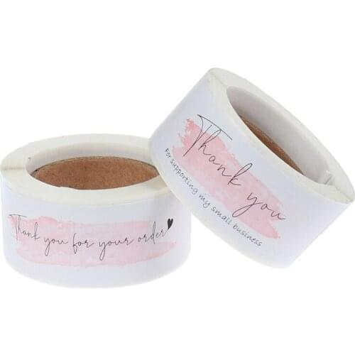 120 Pcs/Roll Stationery Stickers Pink "thank You For Your Order" Sticker For Supporting Your Business Package Decoration Labels