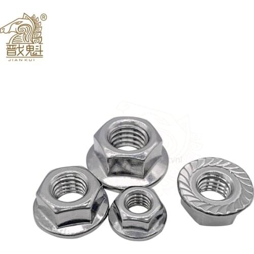 2/25X M3 M4 M5 M6 M8 M10 M12 High Quality Stainless Steel Hexagon Hex Head Serrated Spinlock Flange Nut Locknut Lock Nut DIN6923