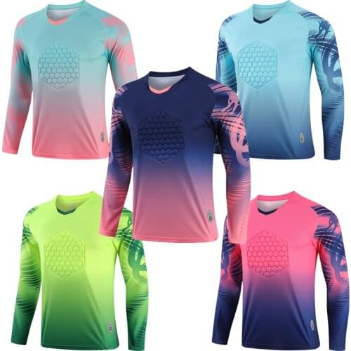 2021 New Mens Football Training Goalkeeper Uniform , Adult Soccer Jersey Long Sleeve Shirt and Protective Sponge Shirt Pants