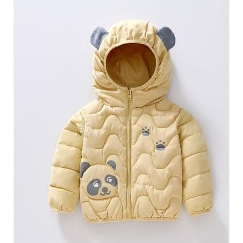 2021 Casual Warm Down Padded Jacket Hooded Cartoon Owl Panda Penguin Childrens Clothes