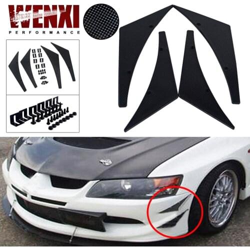 4pcs/set Universal Car Canards Front Bumper Lip Splitter Diffuser Fins Body Valence Chin Wing Widebody Tunning Canard Spoiler