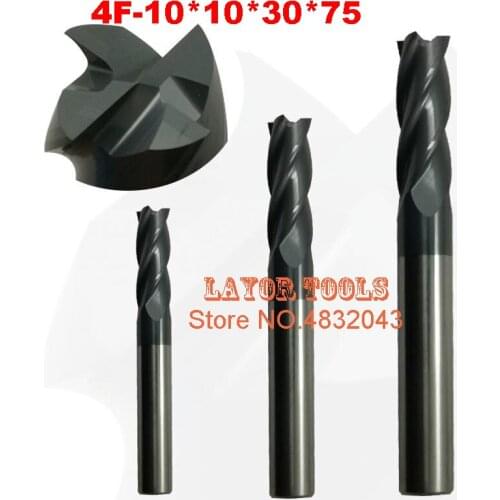 4f-10*10*30*75,hrc50,carbide End Mills,carbide Square Flatted End Mill,4 Flute,coating:nano,factory Outlet Length