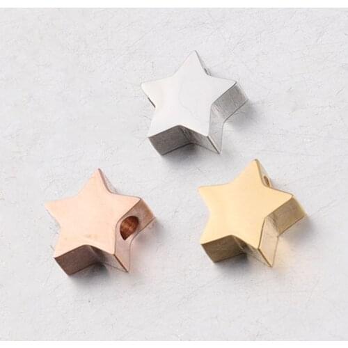 5pcs/lot Stainless Steel Star Shape Spacer Beads Polished Craftwork 8MM Handmade Separation Steel Loose Beads Diy Jewelry Make