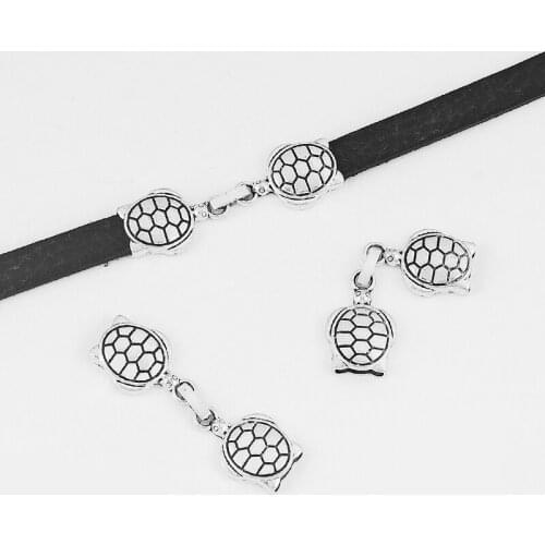 5pcs Charms Turtle Snap Clasp For 10*2mm Flat Leather Cord Bracelet Necklace Jewley Making Accessories 56mm