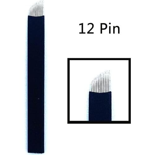 50pcs Black U Shape 12U 14U 16U 18U NANO Microblading Needles for Permanent Makeup Tattoo Supplies Manual Eyebrow Blades 0.18mm