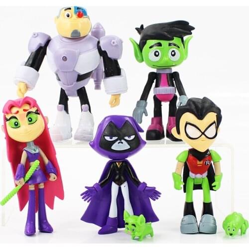 7pcs/set 7-13cm Teening Titans GO Action Figures Toys Robin Raven Beast PVC Collection Christmas Kids Toys Movie & TV Model