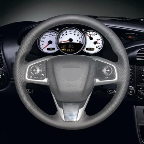 Black Artificial Leather Car Steering Wheel Cover for Honda Civic Civic 10 2016-2019 CRV CR-V 2017-2019 Clarity 2016-201