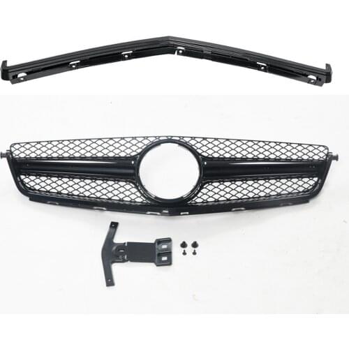 Grill For Mercedes-Benz 2008-2011 W204 C-Class C63 AMG Only Black W/ Frame Cover Trim Car Replacement Front Bumper Hood Grille