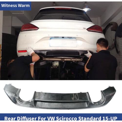 Carbon fiber car Rear Bumper Diffuser Lip Spoiler For Volkswagen Scirocco standard Bumper 2015-UP FRP dual exhaust one outlet