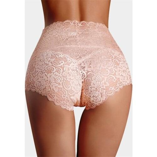Women Lingerie Panties Sexy Lace Underwear High Waist Knickers Lace Mesh Seamless Briefs Sleepwear Plus Size Floral Thongs