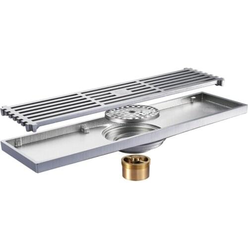 HIDEEP Shower Floor Drain Bathroom Toilet Floor Drain 80X300mm Water Anti-Odor Wire Strainer Drain