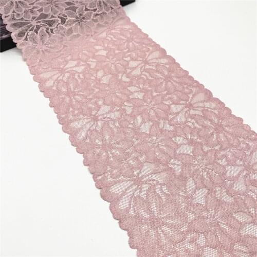 3y/lot 7 7/8 inch 20cm Pink With Foil Elastic Stretch Lace trim Skirt Hem Underwear Sewing Craft DIY Apparel Fabrics Lace