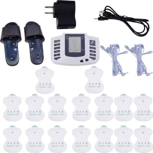 Electrical Muscle Stimulator Body Slimming Therapy Massager Massage Pulse Tens Acupuncture Health Care Machine+Slippers +16Pads