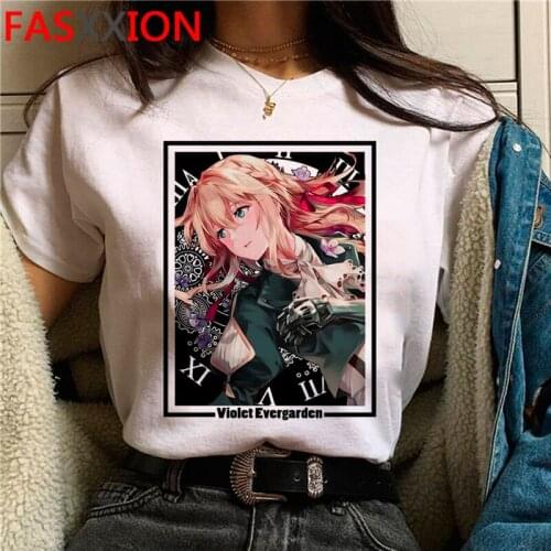 Violet Evergarden t shirt top tees male couple clothes ulzzang harajuku kawaii white t shirt t shirt couple clothes plus size