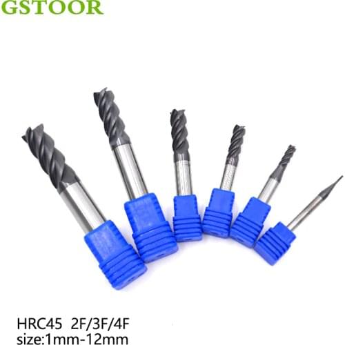 End Mills 1pc 4mm 6mm 10mm 12mm 2Flute 3F 4F HRC50 carbide end mill tungsten steel cnc milling cutter end mill tool for Metal