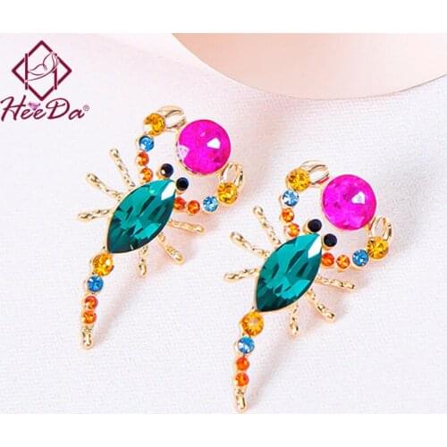 Kpop Big Name Hyperbole Crystal Stud Earrings Women 2021 New Unique Scorpion Red Ear Accessories Personality Punk Jewelry Female