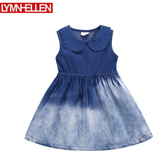 Baby Girl Summer Princess Denim Jean Dress Kid Infant Sleeveless Party Wedding Pageant Dresses Summer Cotton Clothes