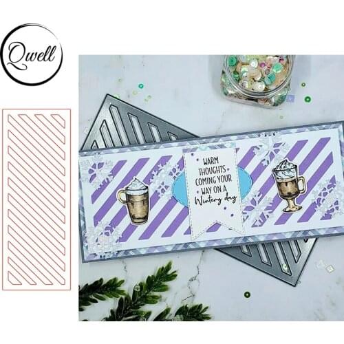 QWELL 79.2*206.2mm Diagonal Bar Geometry Slimline Metal Cutting Dies DIY Scrapbooking Album Craft Paper Cards 2021 New Arrival