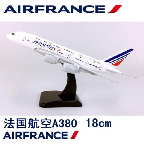 18CM 1:400 Airplane Airbus A380 AIRFRANCE Aircraft Plane Alloy Static Solide Model with Base Collectible Display Toy Collection