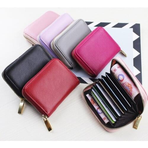 Mens Multi-card Slot Ultra-thin Zipper Wallet Ladies Short Simple Folding Coin Purse Organ Womens License Card Bag