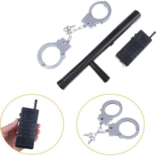 3Pcs Kids Toys Riot Police Cosplay Kids Cop Handcuffs Baton Walkie Talkie Pretend Roles Play House Toys Gifts for children