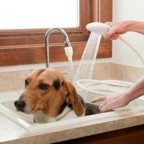 Single Tap Sink Bath Shower Head Dog Pet Washing Holder Attachment Hose Spray