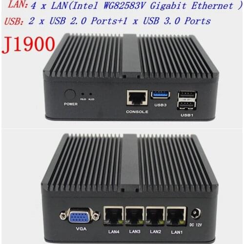 X86 J1900 2.0GHZ Mini PC Desktop Computer Nano 4* lan Router Server pfsense Firewall Linux Fanless PC Mini Server