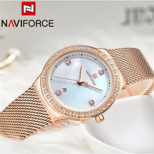 NAVIFORCE Women Luxury Brand Watch Simple Quartz Lady Waterproof Wristwatch Female Fashion Casual Watches Clock reloj mujer 5005