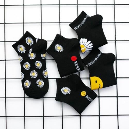 Korean Style Women Daisy Socks Female Summer Boat Socks Korean Version of Net Red Ins Ladies Socks Cotton Socks Students