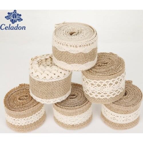 New Festival 2M Natural White Jute Edge Burlap Hessian Tape Rustic Ribbon With Trims Vintage Wedding Decoration Party