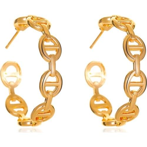 New C-Shaped Geometric Hoop Earrings Simple Temperament Exaggerated Pig Nose Earrings Female Jewelry Jewelry Gifts