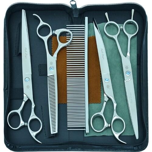 Purple Dragon 8" Big Dogs Grooming Shears Forceps Japan Steel Pets Cutting Thinning Scissors Curved Tijeras Dog Suppliers B0042B