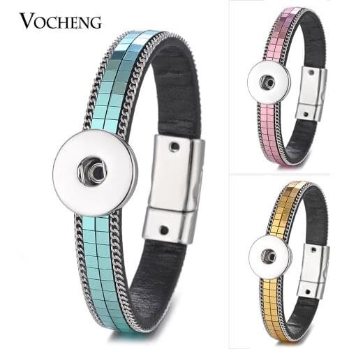 Vocheng Ginger Snap Jewelry Button Charms Leather Bracelet Magnet Clasp 5 Colors for 18mm NN-573