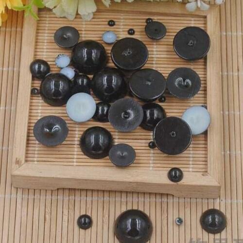 New 3/4/5/6/8/10/12/14/16/18mm 20-1000pcs/Bag Black ABS Imitation Pearl Half Round Flatback For DIY Jewelry Findings Making