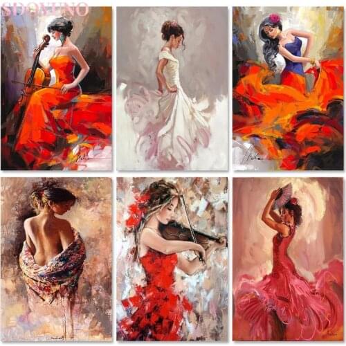 SDOYUNO 5D Full Square Diamond Painting Dancer Cross Stitch DIY Portrait Embroidery Diamond Art Sale Handicraft Home Decor