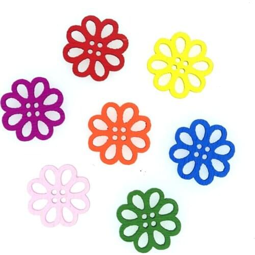 SHINE Wooden Sewing Buttons Scrapbooking Flower Mixed Four Holes 19mm Dia. 20PCs Costura Botones bottoni botoes