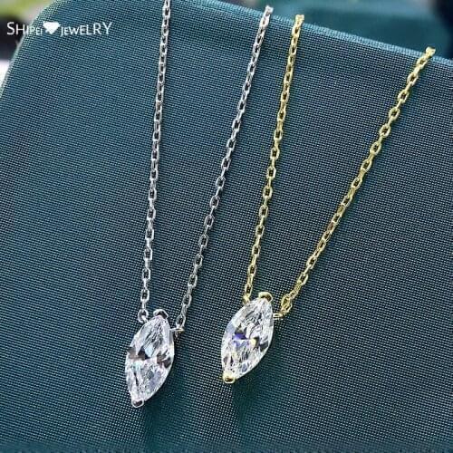 Shipei 100% 925 Sterling Silver Marquise Cut 1 CT Created Moissanite Pendant Necklace Fashion Anniversary Fine Jewelry Wholesale