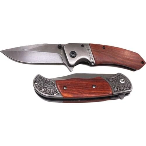 Folding Blade Knife Stainless Steel Outdoor Hunting Camping Knife Tactical Survival Pocket Knives EDC Multi Tool Wood Handle