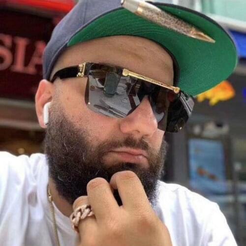 2021 Vintage Punk Flip Men Sun Glasses Luxury Brand Sunglasses Women One Piece Rimless Square Shades Male Hip Hop Visor Eyewear