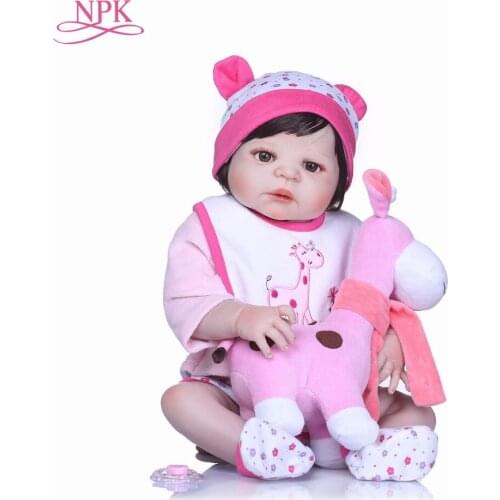 NPK Stylish 22 Inch Real Lifelike Reborn Babies full silicone Body Newborn Princess Girl Dolls Children Birthday Xmas Gift