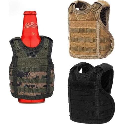 Tactical Beer Bottle Beer Vest Cover Military Mini Miniature Molle Vest Personal Bottle Drink Set Adjustable Shoulder Straps