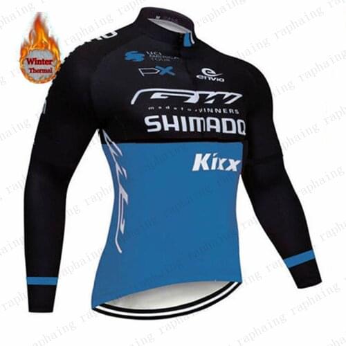 Warm 2021 Winter Thermal Fleece Cycling Clothing Mens Jersey Suit Outdoor Riding Bike Clothes MTB Long Bib Pants Set Shimanoful