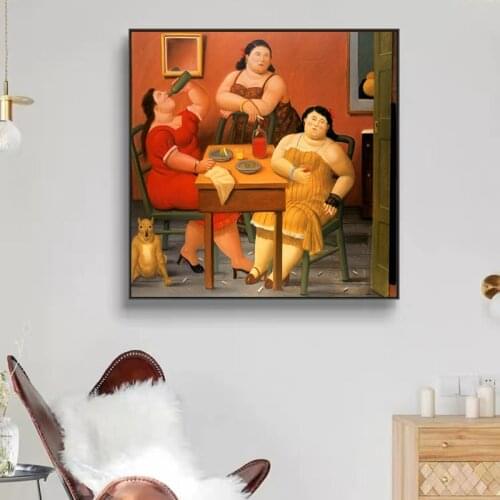 Fat Art Man and Woman family Painting Posters and Prints Wall Art Home Decor, Fernando Botero famous Artwork on Canvas HD Print