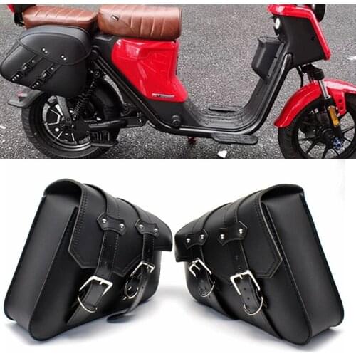 Left Right Universal PU Leather Motorcycle Saddlebag Saddle Bags for Honda Suzuki Kawasaki Yamaha